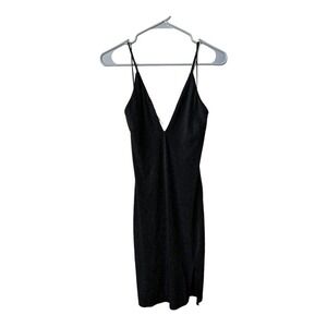 ASTR The Label Women's Size Medium Black Gold Slit Deep V Dress